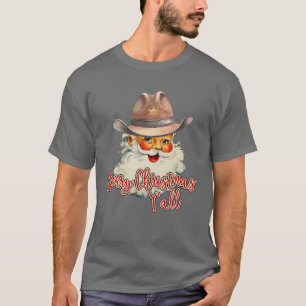 Santa Claus Merry Christmas Y'all Western Country T-Shirt