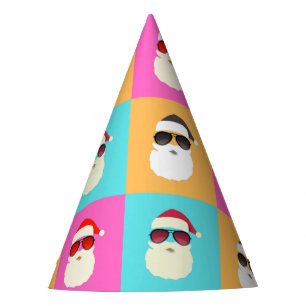 Santa Claus modern neon multicolor photo collage Party Hat