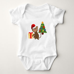 santa claus monkey emoji baby bodysuit