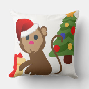 santa claus monkey emoji cushion