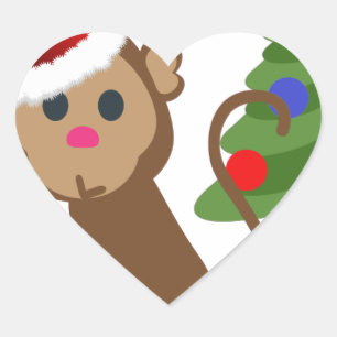 santa claus monkey emoji heart sticker