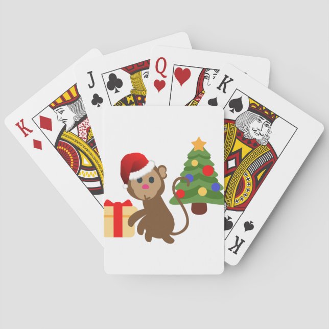 santa claus monkey emoji playing cards (Back)
