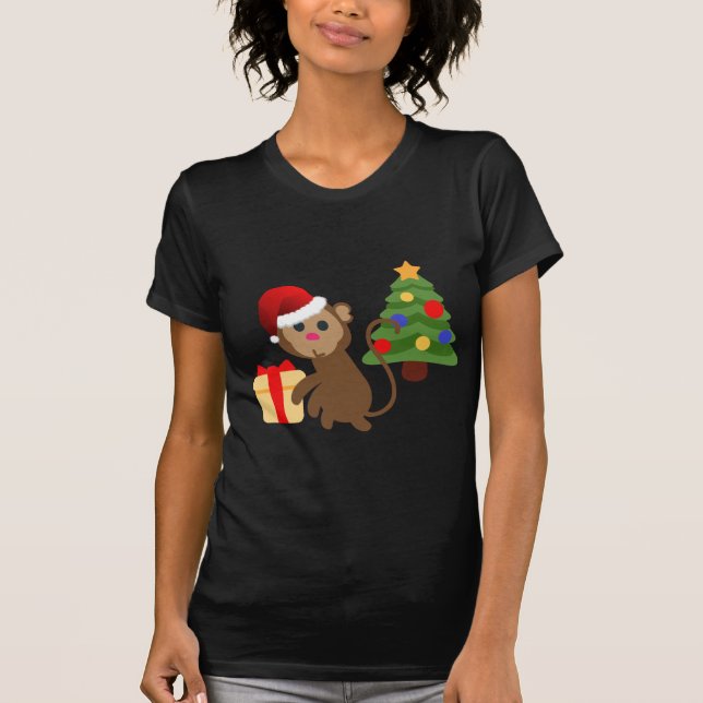santa claus monkey emoji T-Shirt (Front)