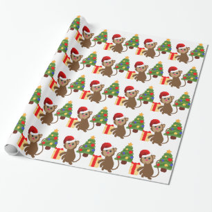 santa claus monkey emoji wrapping paper