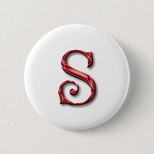 Santa Claus Monogram Letter S Holidays Christmas 6 Cm Round Badge