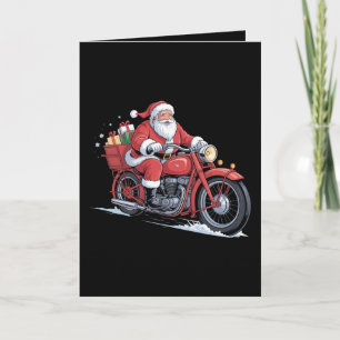 Santa Claus Motorcycle Biker Christmas Xmas Card