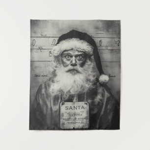 Santa Claus Mugshot: Naughty List Gone Wrong Tapestry
