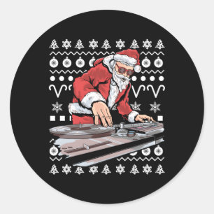 Santa Claus Music Dj Tacky Ugly Classic Round Sticker