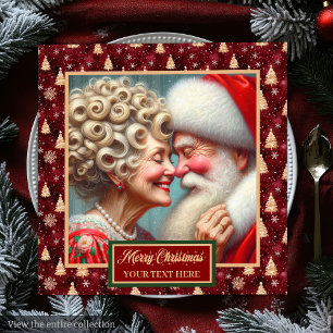 Santa Claus Napkins Red Gold Green Christmas Theme