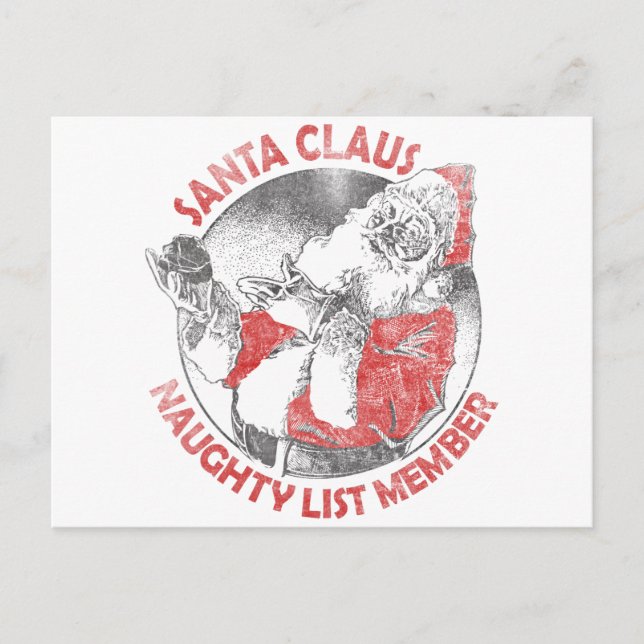 Santa Claus Naughty List Member Holiday Postcard (Front)