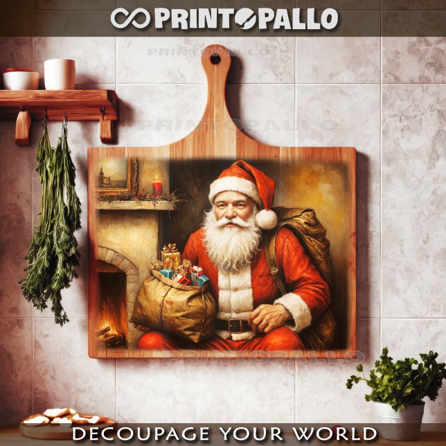 Santa Claus near a fireplace at Christmas  Tissue Paper (Creator Uploaded)