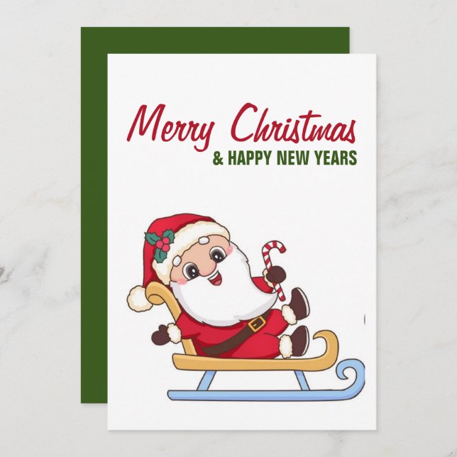 Santa Claus on a Sleigh  Holiday Card (Front/Back)