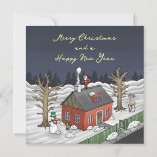 Santa Claus on Christmas Eve Holiday Card