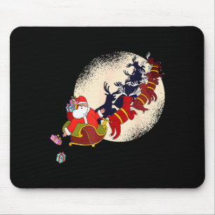 Santa Claus On Christmas Sleigh Pulled By Reindeer Mouse Pad