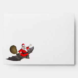 Santa Claus On Flying Bat Envelope