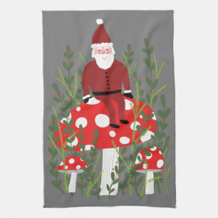 Santa Claus on Magical Mushroom Tea Towel