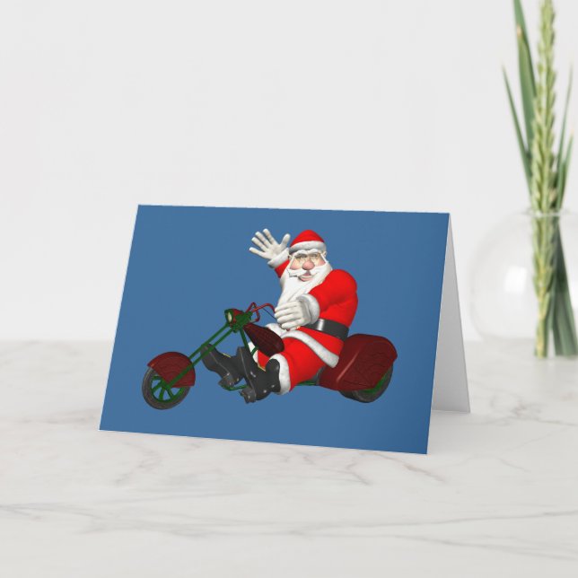 Santa Claus On Motor Trike Holiday Card (Front)