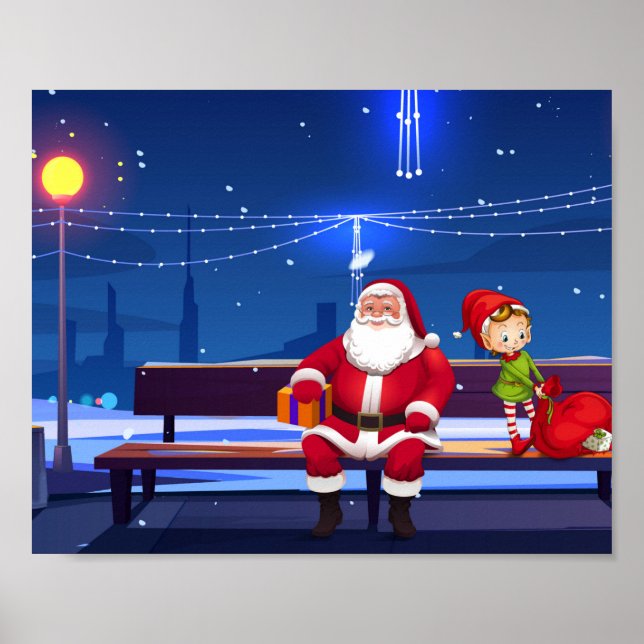 Santa Claus on Park bench Poster (Front)