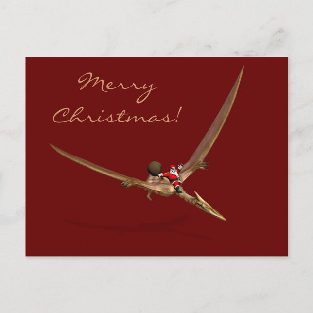 Santa Claus On Quetzalcoatlus Holiday Postcard (Front)