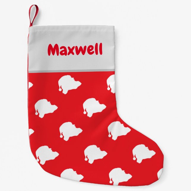 Santa Claus on red Small Christmas Stocking (Front)