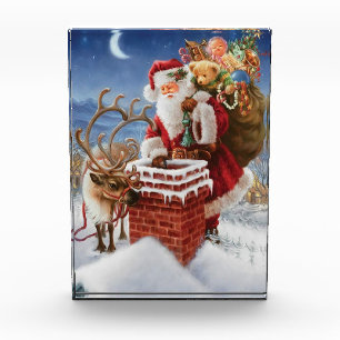 Santa Claus On Roof Photo Block