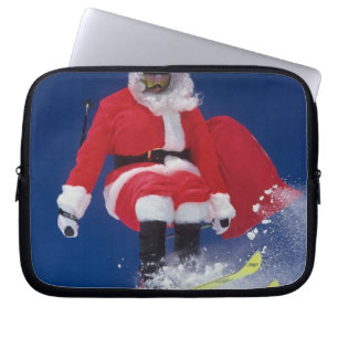 Santa Claus on skis jumping off a cornice at Laptop Sleeve