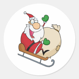 Santa Claus on Sleigh Classic Round Sticker