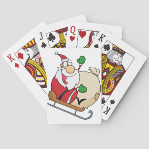 Santa Claus on Sleigh Playing Cards