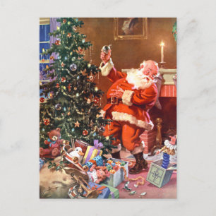 Santa Claus on the Night Before Christmas Holiday Postcard