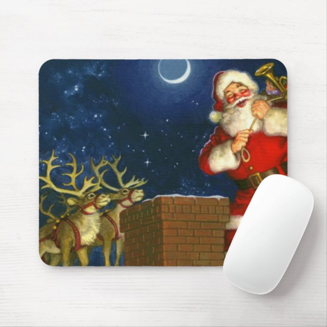 Santa Claus on the roof Mouse Pad (With Mouse)