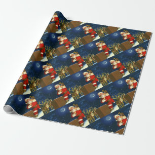 Santa Claus on the roof Wrapping Paper