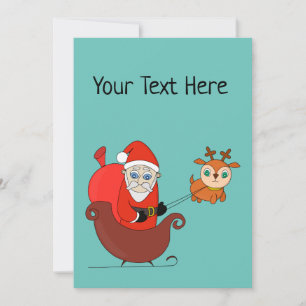 Santa Claus on the Sleigh with a Cute Reindeer