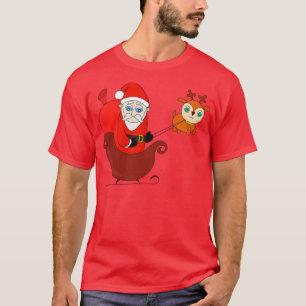 Santa Claus on the Sleigh with a Cute Reindeer T-Shirt
