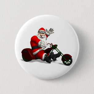Santa Claus On Trike 6 Cm Round Badge
