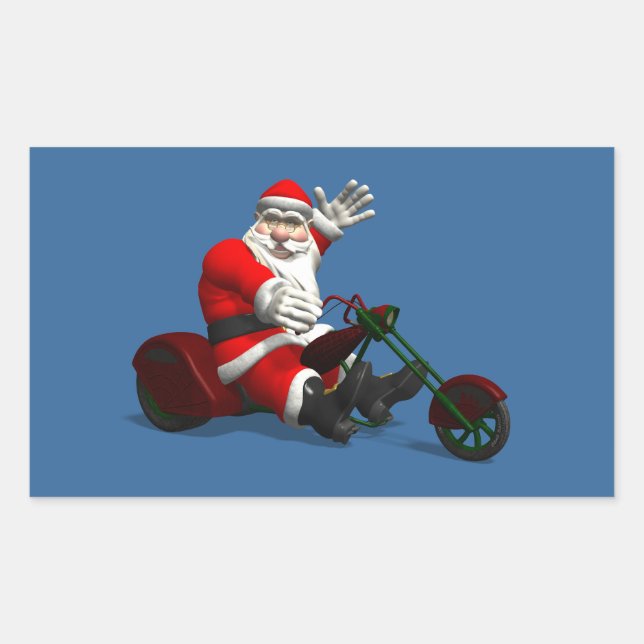 Santa Claus On Trike Rectangular Sticker (Front)