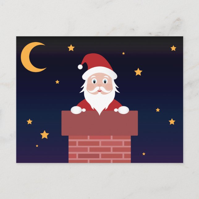 Santa Claus on Xmas night down the Chimney  Postcard (Front)