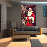 Santa Claus one a viking ship | AI Art Poster