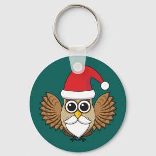 Santa Claus Owl Key Ring