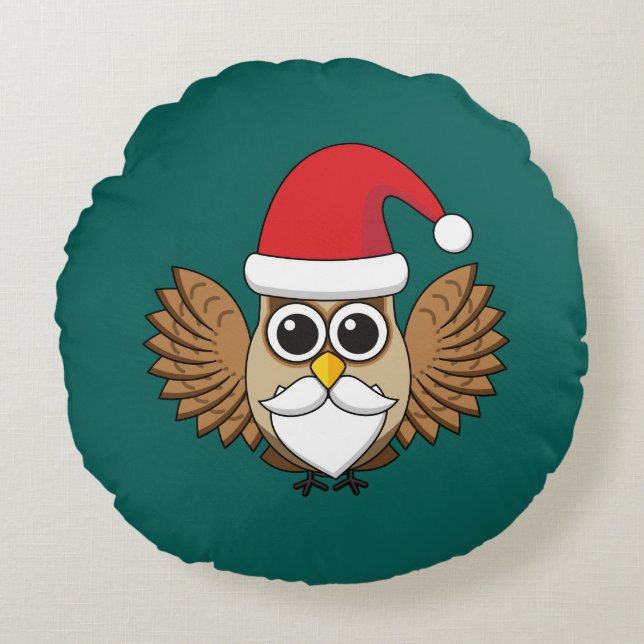 Santa Claus Owl Round Cushion (Front)