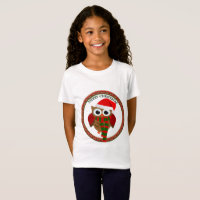 Santa Claus Owl with a red and white scarf and hat