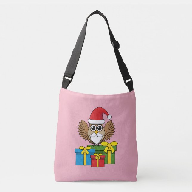 Santa Claus Owl with Presents Crossbody Bag (Front)