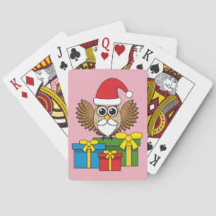 Santa Claus Owl with Presents Playing Cards