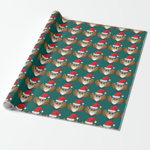 Santa Claus Owl Wrapping Paper