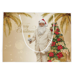 Santa Claus Palm Tree Glam Christmas Gift Bag Set