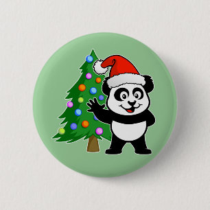 Santa Claus Panda 6 Cm Round Badge
