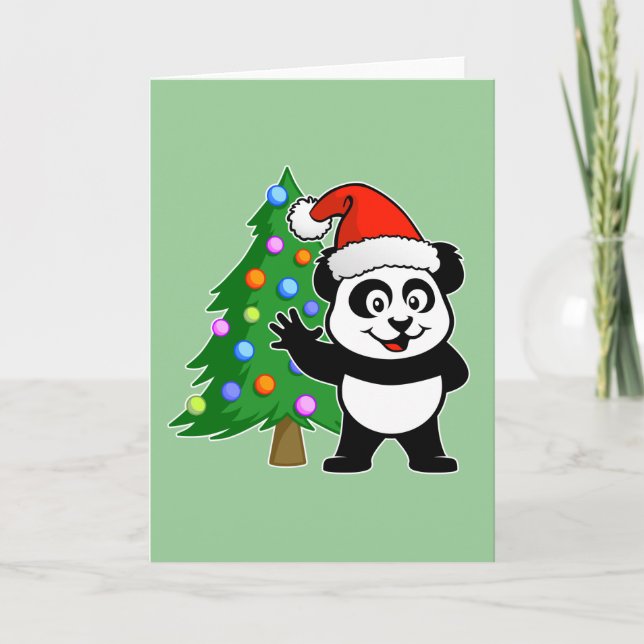 Santa Claus Panda Holiday Card (Front)