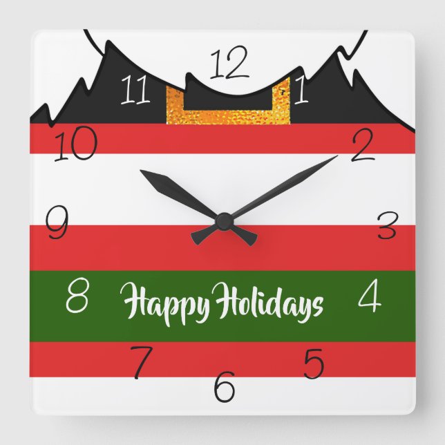 Santa Claus pants and beard Merry Christmas Square Wall Clock (Front)