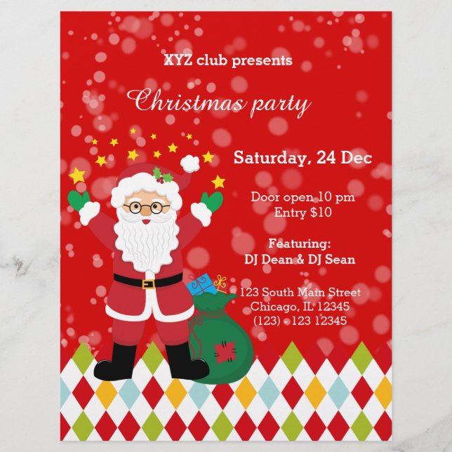 Santa Claus party * choose background colour Flyer (Front)