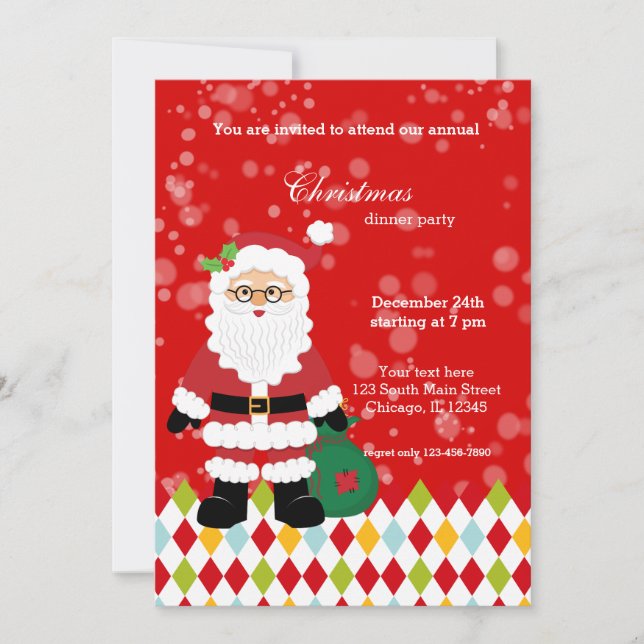 Santa Claus party * choose background colour Invitation (Front)