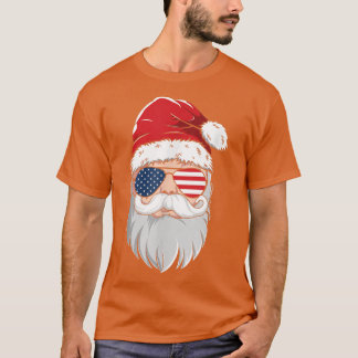 Santa Claus Patriotic USA Sunglasses Christmas in T-Shirt